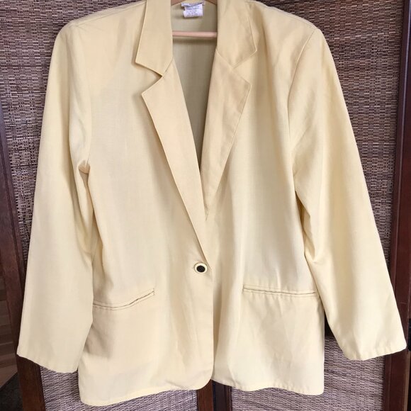 Bobbie Brooks Butter Yellow Blazer: Vintage 80s Oversized Unlined Jacket, Size M - Picture 6 of 12